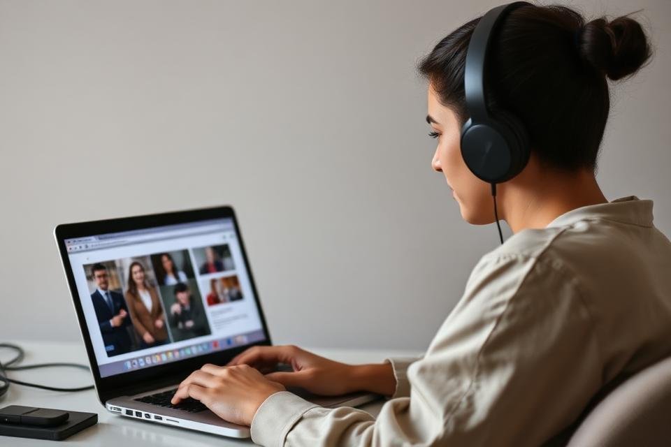 Person watching an online tutorial on a laptop